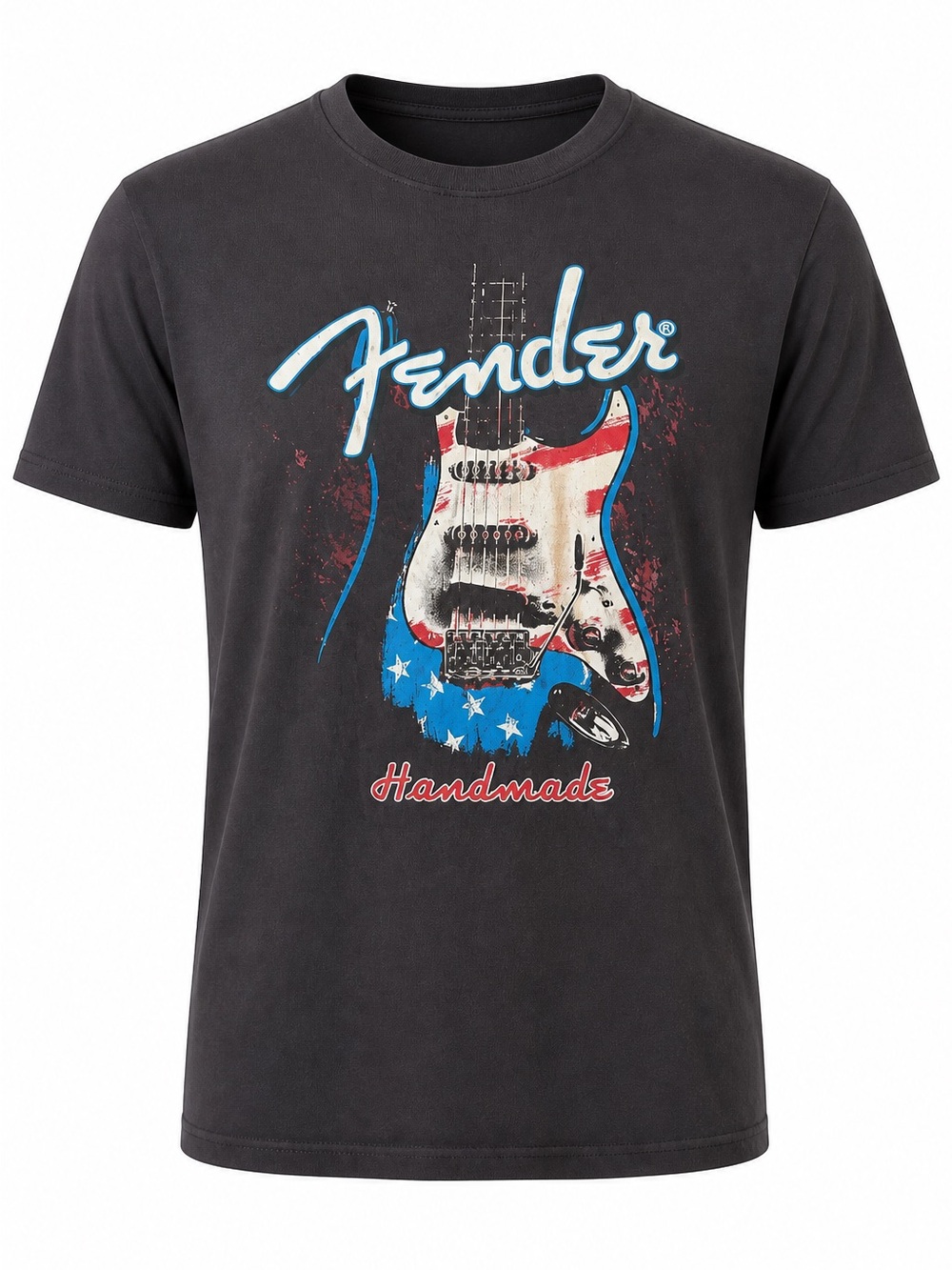 Fender Black Short-Sleeve Tee with Red, White & Blue Guitar Graphic XXL